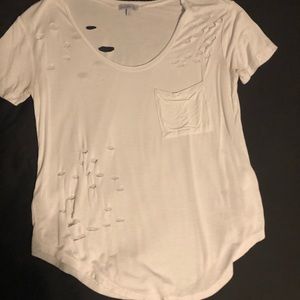 ‼️PRICE DROP‼️ White distressed t-shirt